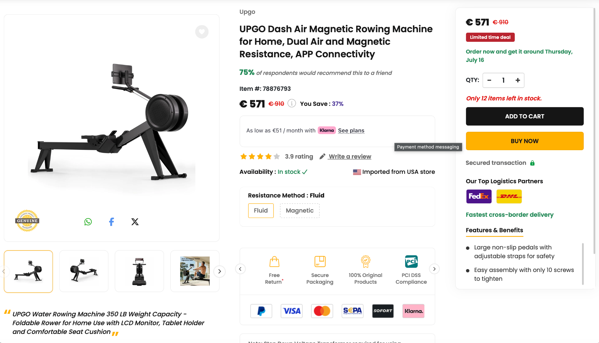 Before product page screenshot